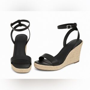 a new day Black and Tan Wedge Sandals